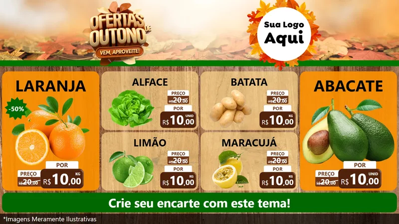 Modelo de TV para TV Horizontal com o tema Ofertas de Outono - Vem, Aproveite! para Hortifrúti