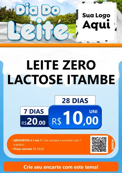Modelo de Cartaz para Cartaz A4 Vertical com o tema Dia Do Leite para Frios e Laticínios