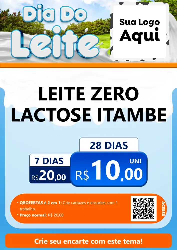 Modelo de Cartaz para Cartaz A4 Vertical com o tema Dia Do Leite para Frios e Laticínios