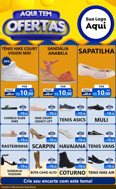 Modelo de Encarte para Encarte Grande com o tema Aqui Tem Ofertas para Calçados