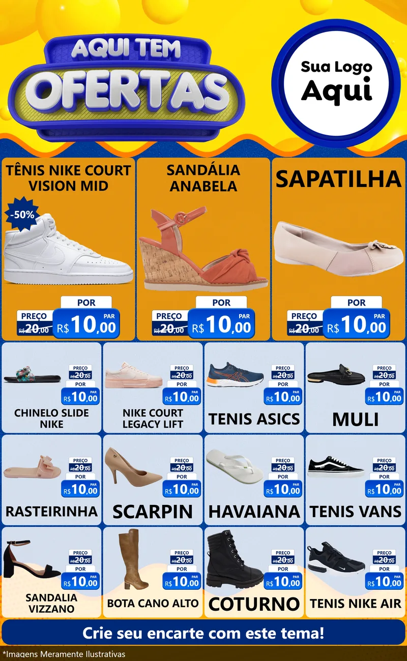Modelo de Encarte para Encarte Grande com o tema Aqui Tem Ofertas para Calçados