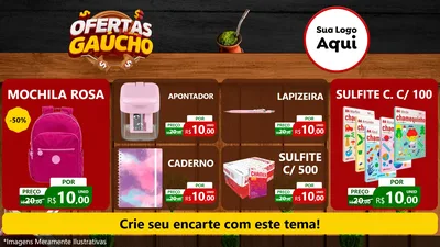 Modelo de TV para TV Horizontal com o tema Ofertas Dia do Gaúcho para Papelaria
