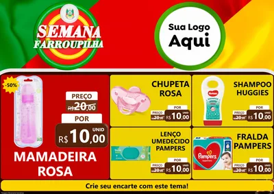 Modelo de Encarte para Encarte A4 Horizontal com o tema Semana Farroupilha para Bebês