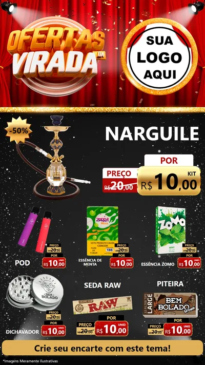 Modelo de Rede Social para Stories com o tema Ofertas da Virada para Tabacaria