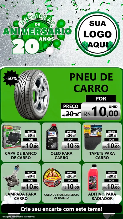 Modelo de Rede Social para Stories com o tema Promoção de Aniversário - 20 Anos para Auto peças