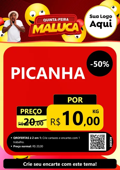 Modelo de Cartaz para Cartaz A4 Vertical com o tema Quinta-feira Maluca para Açougue
