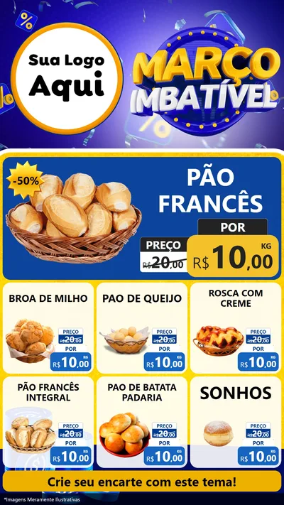 Modelo de Rede Social para Stories com o tema Março Imbatível para Padaria