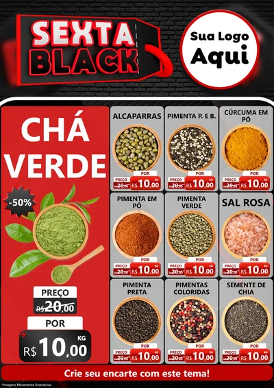 Modelo de Encarte para Encarte A4 Vertical com o tema Sexta Black para Produtos Naturais