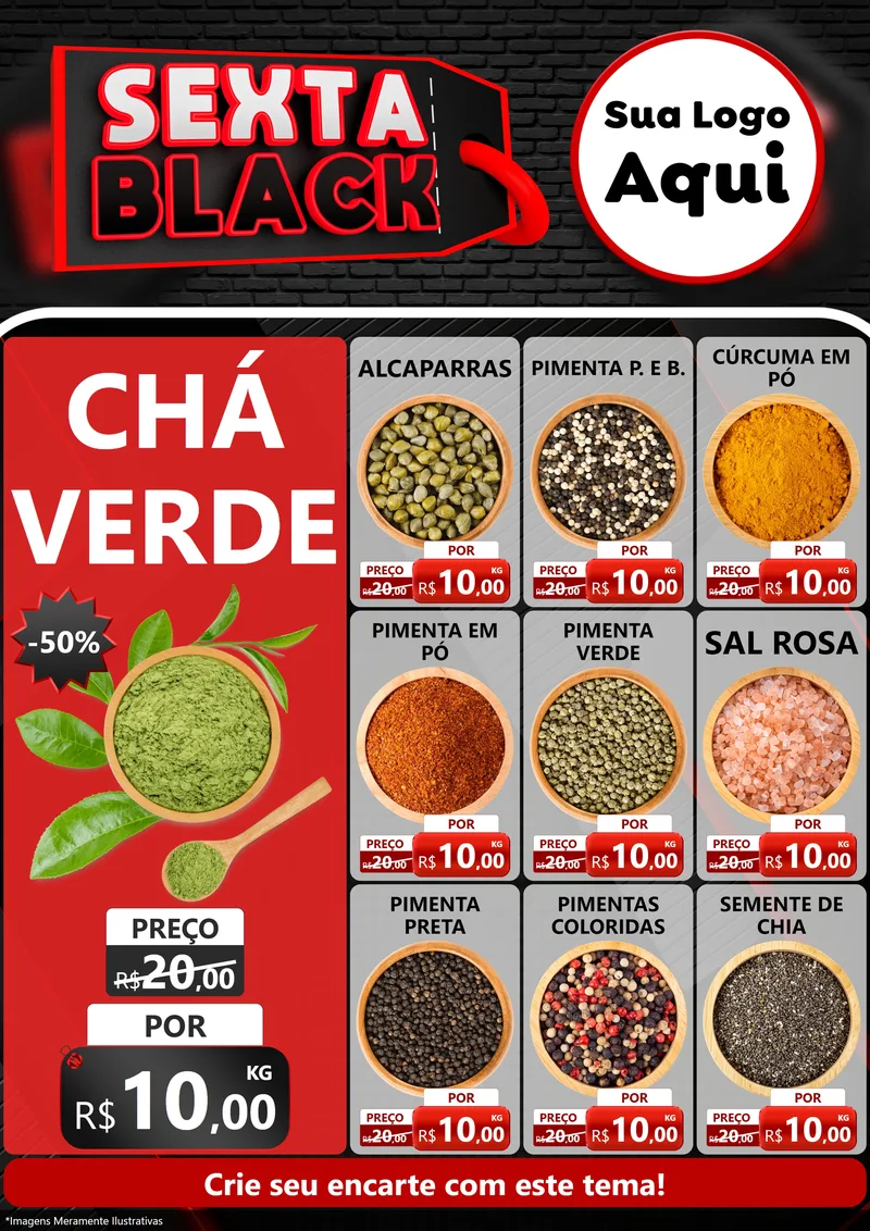 Modelo de Encarte para Encarte A4 Vertical com o tema Sexta Black para Produtos Naturais