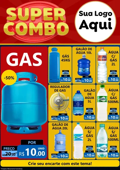Modelo de Encarte para Encarte A4 Vertical com o tema Super Combo para Água e gás