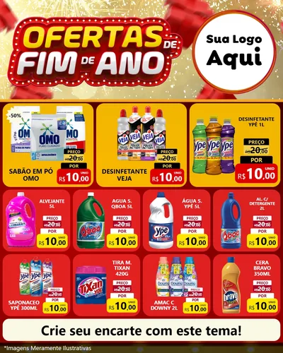 Modelo de Rede Social para Feed Instagram com o tema Ofertas de Fim de Ano para Produtos de Limpeza