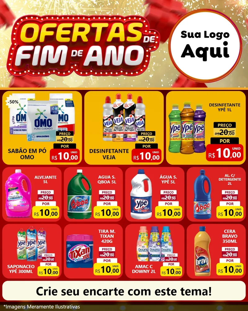 Modelo de Rede Social para Feed Instagram com o tema Ofertas de Fim de Ano para Produtos de Limpeza