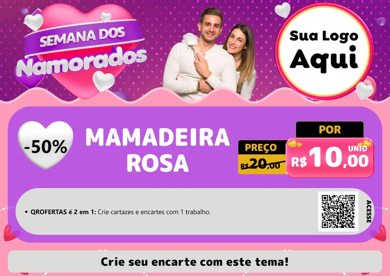 Modelo de Cartaz para Cartaz A4 Horizontal com o tema Semana dos Namorados para Bebês