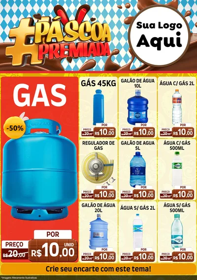 Modelo de Encarte para Encarte A4 Vertical com o tema Páscoa Premiada para Água e gás