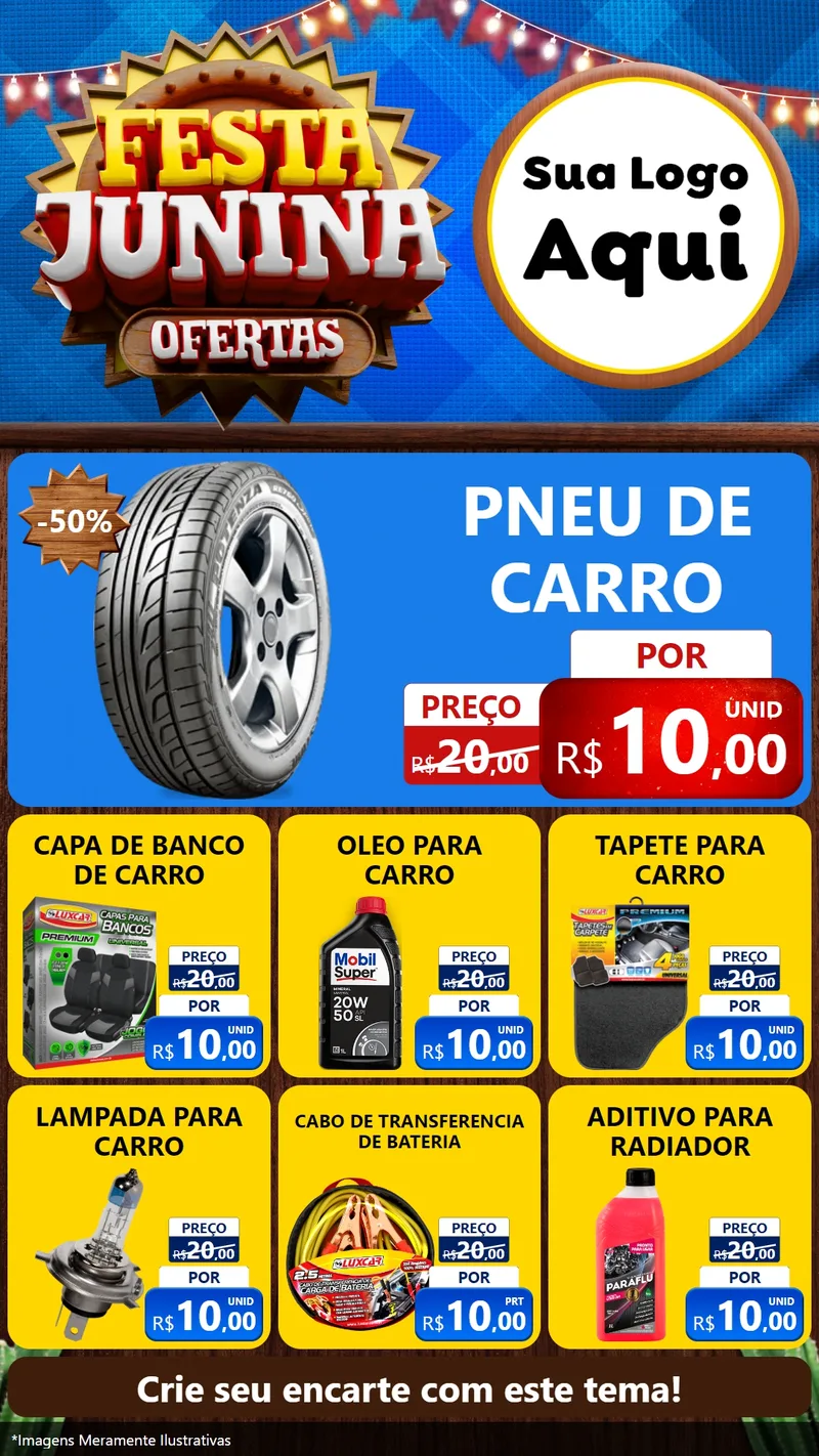 Modelo de Rede Social para Stories com o tema Festa Junina Ofertas para Auto peças