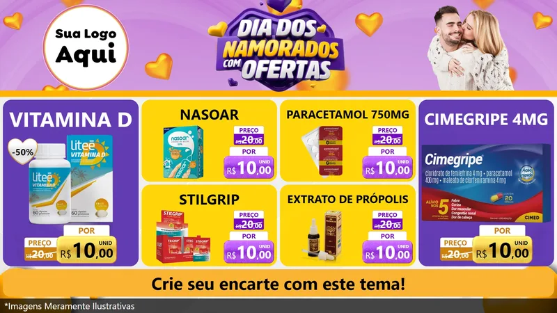 Modelo de TV para TV Horizontal com o tema Dia Dos Namorados Com Ofertas para Farmácia