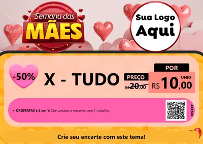 Modelo de Cartaz para Cartaz A4 Horizontal com o tema Semana das Mães para Hamburgueria