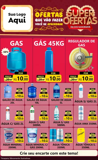 Modelo de Encarte para Encarte Grande com o tema Dia dos Namorados para Água e gás