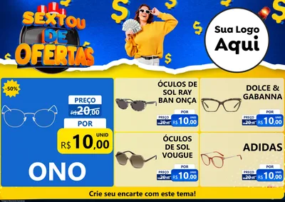 Modelo de Encarte para Encarte A4 Horizontal com o tema Sextou de Ofertas para Óticas