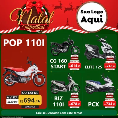 Modelo de Rede Social para Feed Facebook com o tema Natal Imperdível para Concessionaria de Motos