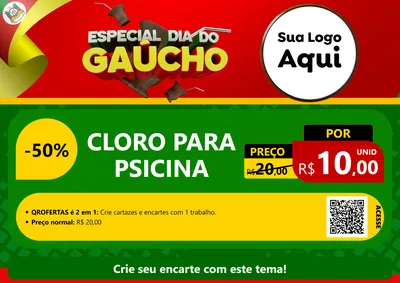 Modelo de Cartaz para Cartaz A4 Horizontal com o tema Especial Dia do Gaúcho para Produtos para Piscina