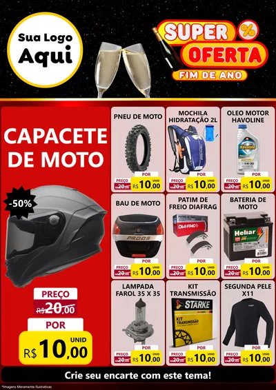 Modelo de Encarte para Encarte A4 Vertical com o tema Super Oferta Fim de Ano para Moto peças