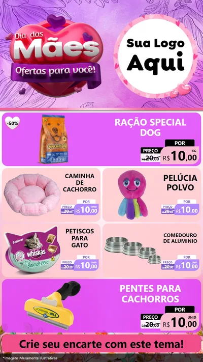 Modelo de TV para TV Vertical com o tema Dia das Mães Ofertas para Você! para Pet Shop