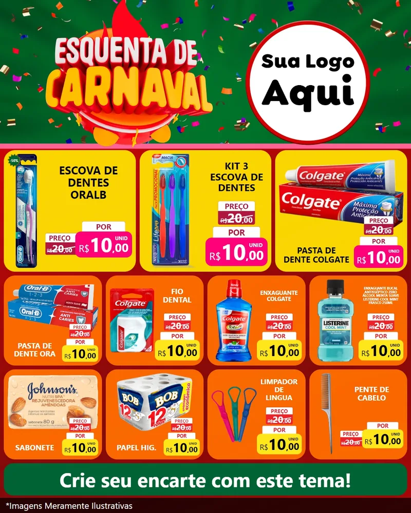 Modelo de Rede Social para Feed Instagram com o tema Esquenta de Carnaval para Higiene Pessoal