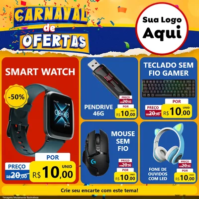 Modelo de Rede Social para Feed Facebook com o tema Carnaval de Ofertas para Informática