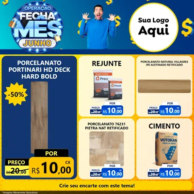 Modelo de Rede Social para Feed Facebook com o tema Operação Fecha Mês, Junho para Pisos e revestimentos