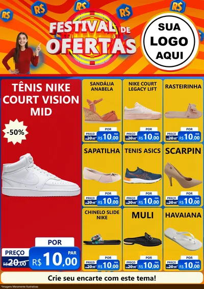 Modelo de Encarte para Encarte A4 Vertical com o tema Festival de Ofertas para Calçados