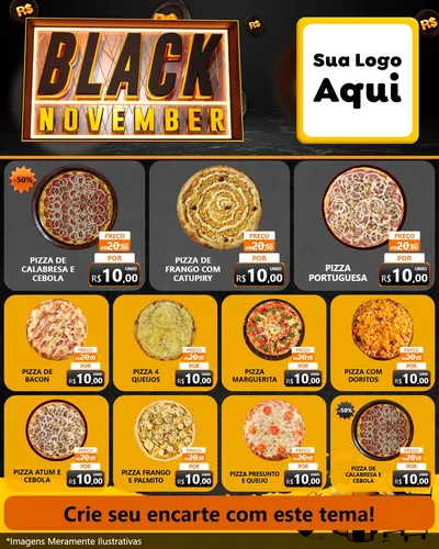 Modelo de Rede Social para Feed Instagram com o tema Black November para Pizzaria