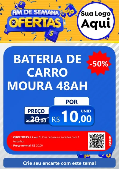 Modelo de Cartaz para Cartaz A4 Vertical com o tema Fim de Semana de Ofertas para Baterias Elétricas