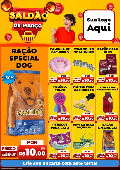 Modelo de Encarte para Encarte A4 Vertical com o tema Saldão de Março para Pet Shop