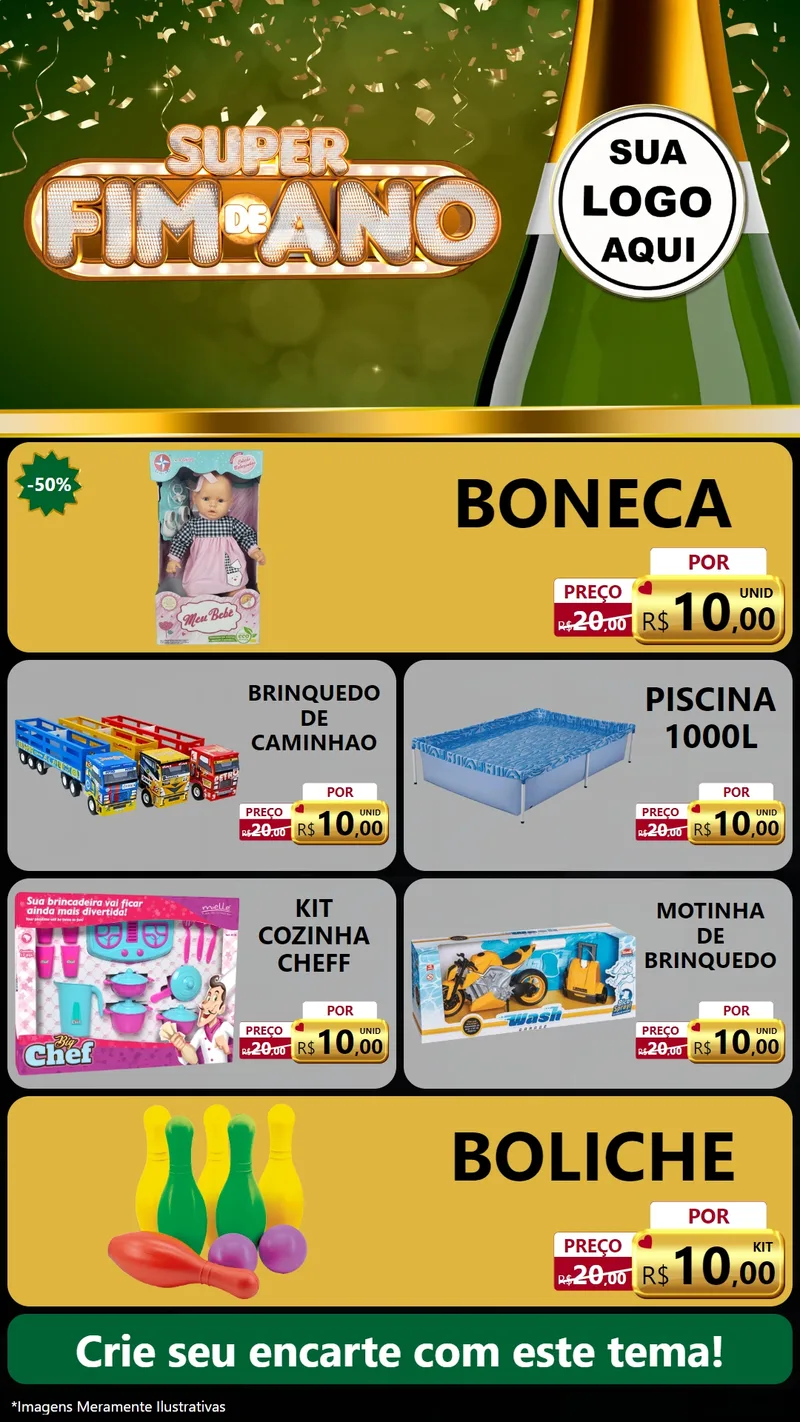 Modelo de TV para TV Vertical com o tema Super Fim de Ano para Brinquedos