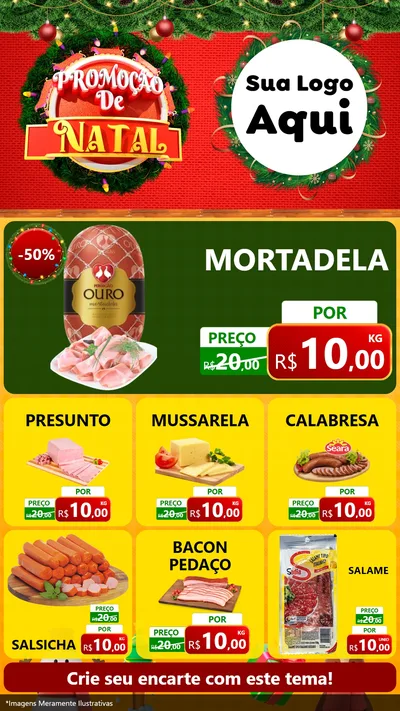 Modelo de Rede Social para Stories com o tema Promoção de Natal para Frios e Laticínios