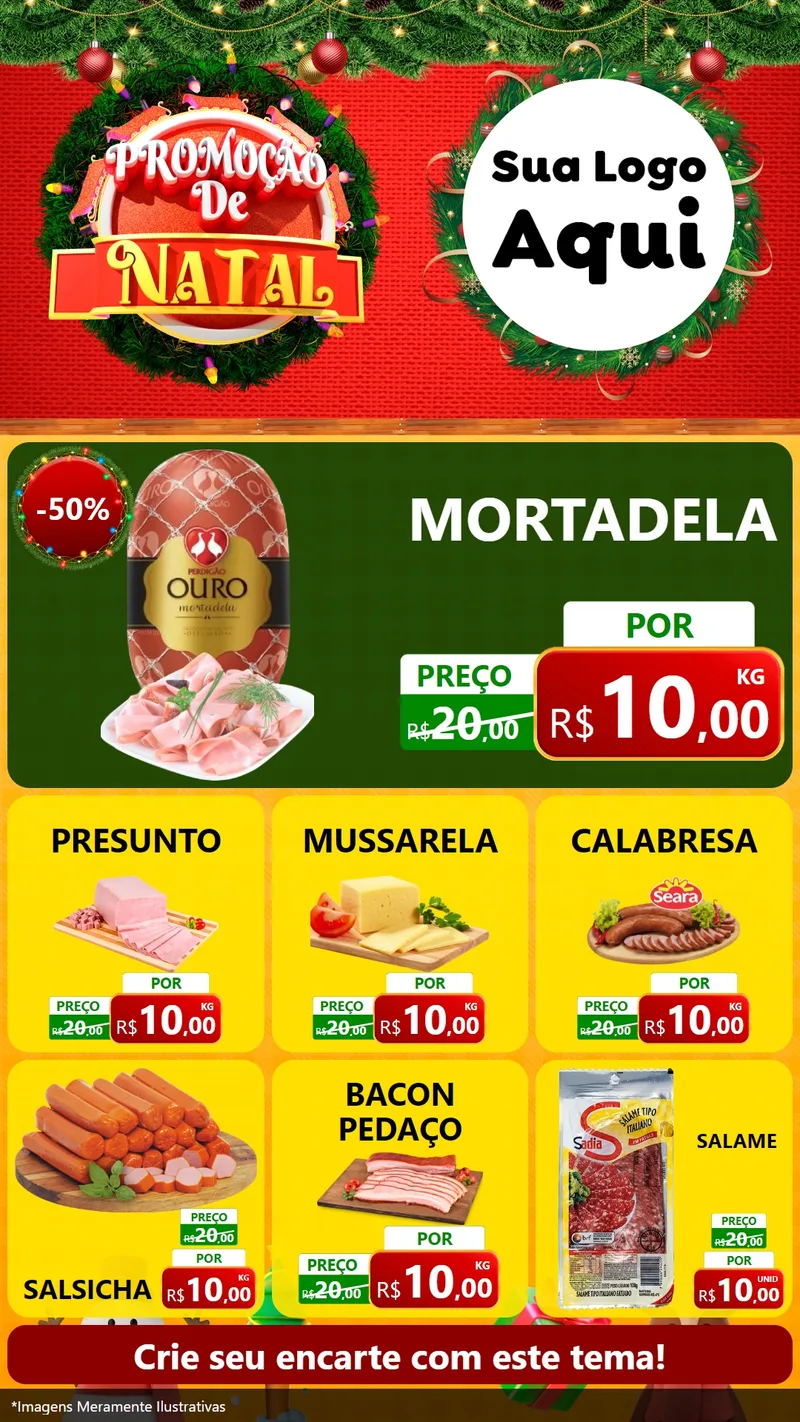Modelo de Rede Social para Stories com o tema Promoção de Natal para Frios e Laticínios