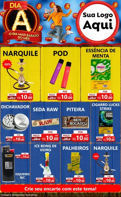 Modelo de Encarte para Encarte Grande com o tema Dia A - O Dia Mais Barato Do Mês para Tabacaria