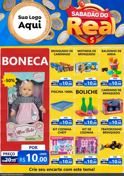 Modelo de Encarte para Encarte A4 Vertical com o tema Sabadão do Real para Brinquedos