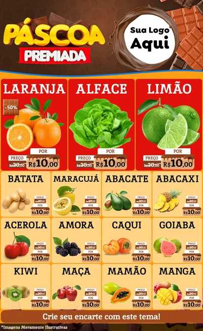 Modelo de Encarte para Encarte Grande com o tema Páscoa Premiada para Hortifrúti