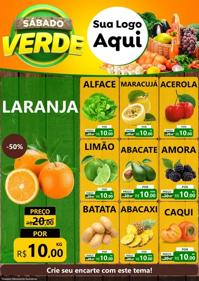 Modelo de Encarte para Encarte A4 Vertical com o tema Sábado Verde para Hortifrúti