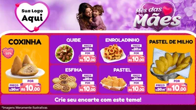 Modelo de TV para TV Horizontal com o tema Mês das Mães para Salgadaria