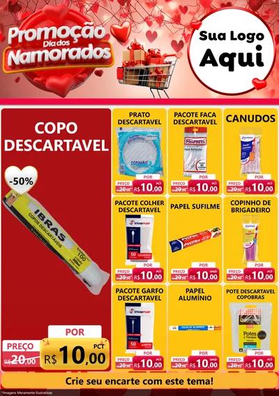 Modelo de Encarte para Encarte A4 Vertical com o tema Promoção Dia dos Namorados para Embalagens