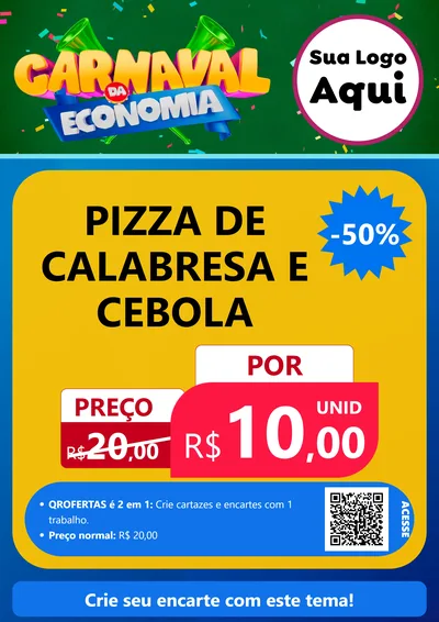 Modelo de Cartaz para Cartaz A4 Vertical com o tema Carnaval da Economia para Pizzaria