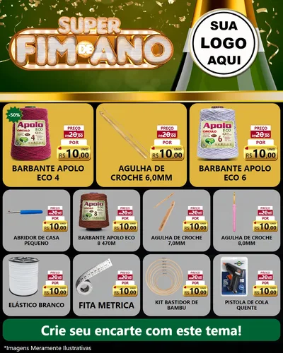 Modelo de Rede Social para Feed Instagram com o tema Super Fim de Ano para Armarinho e Aviamentos