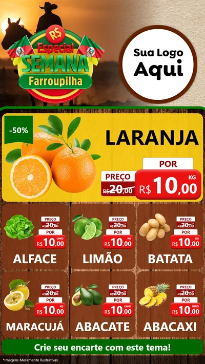 Modelo de Rede Social para Stories com o tema Especial Semana Farroupilha para Hortifrúti