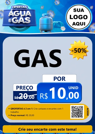 Modelo de Cartaz para Cartaz A4 Vertical com o tema Ofertas Água e Gás para Água e gás
