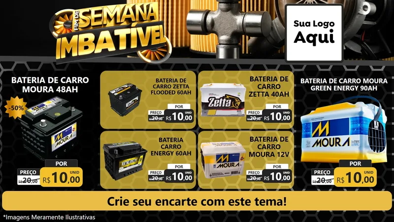 Modelo de TV para TV Horizontal com o tema Fim de Semana Imbatível para Baterias Elétricas