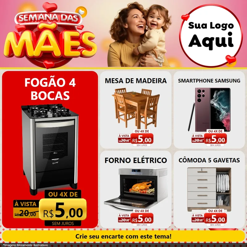 Modelo de Rede Social para Feed Facebook com o tema Semana das Mães para Móveis e Eletro