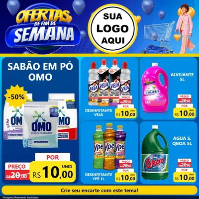 Modelo de Rede Social para Feed Facebook com o tema Ofertas de Fim de Semana para Produtos de Limpeza